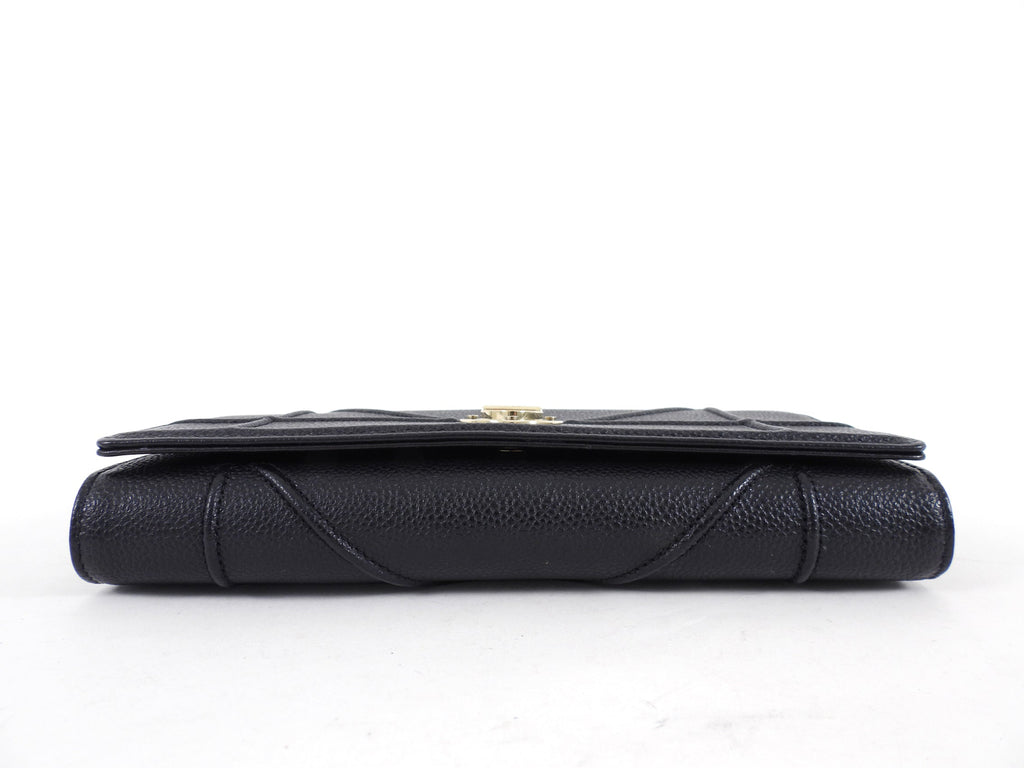 Christian Dior Black Cannage Leather Diorama Wallet on Chain
