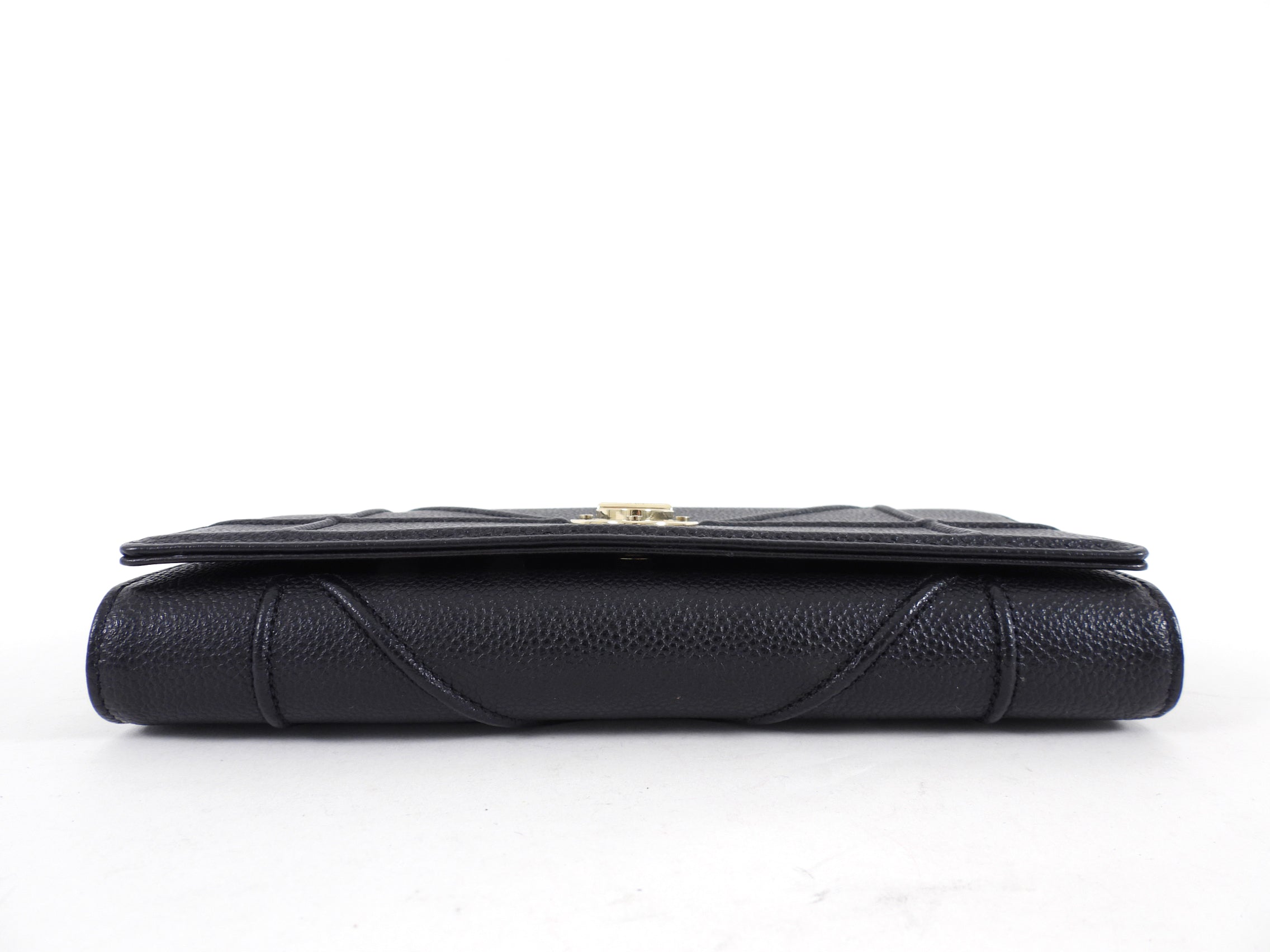 Christian Dior Black Cannage Leather Diorama Wallet on Chain