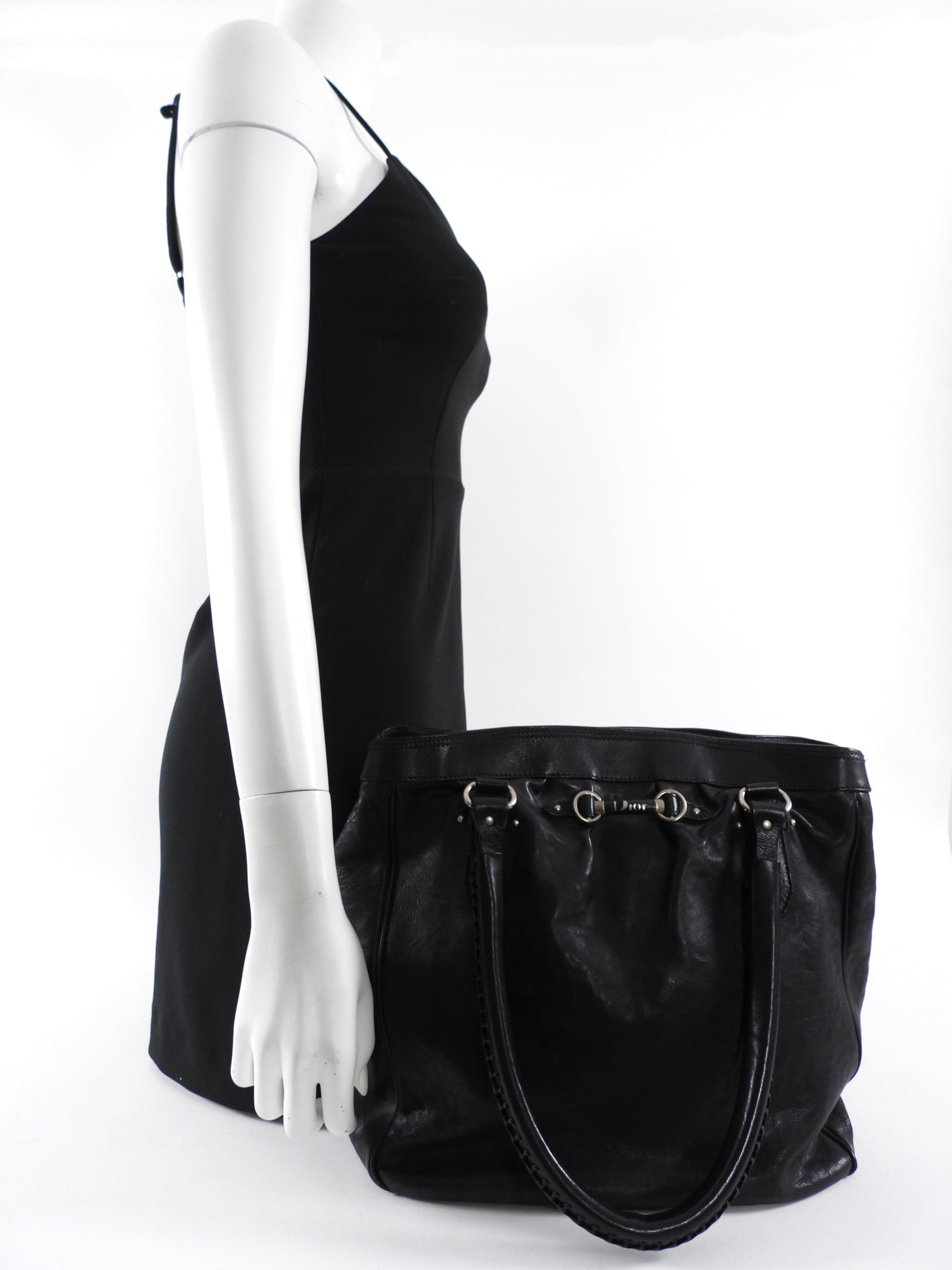 Christian Dior Vintage 2007 Black Leather My Dior Tote Bag