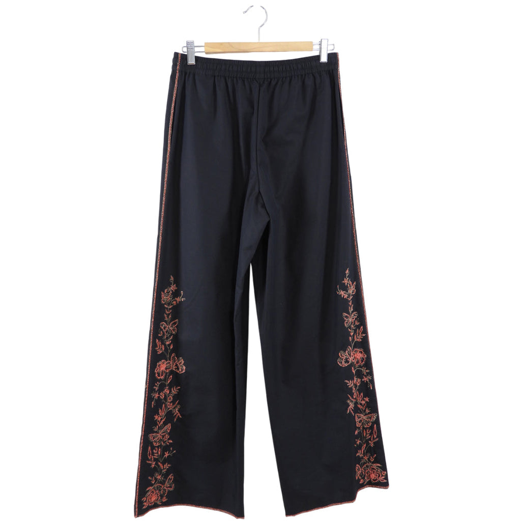 Christian Dior Black Cotton Coral Bead Embroidery Wide Leg Pant - S / M