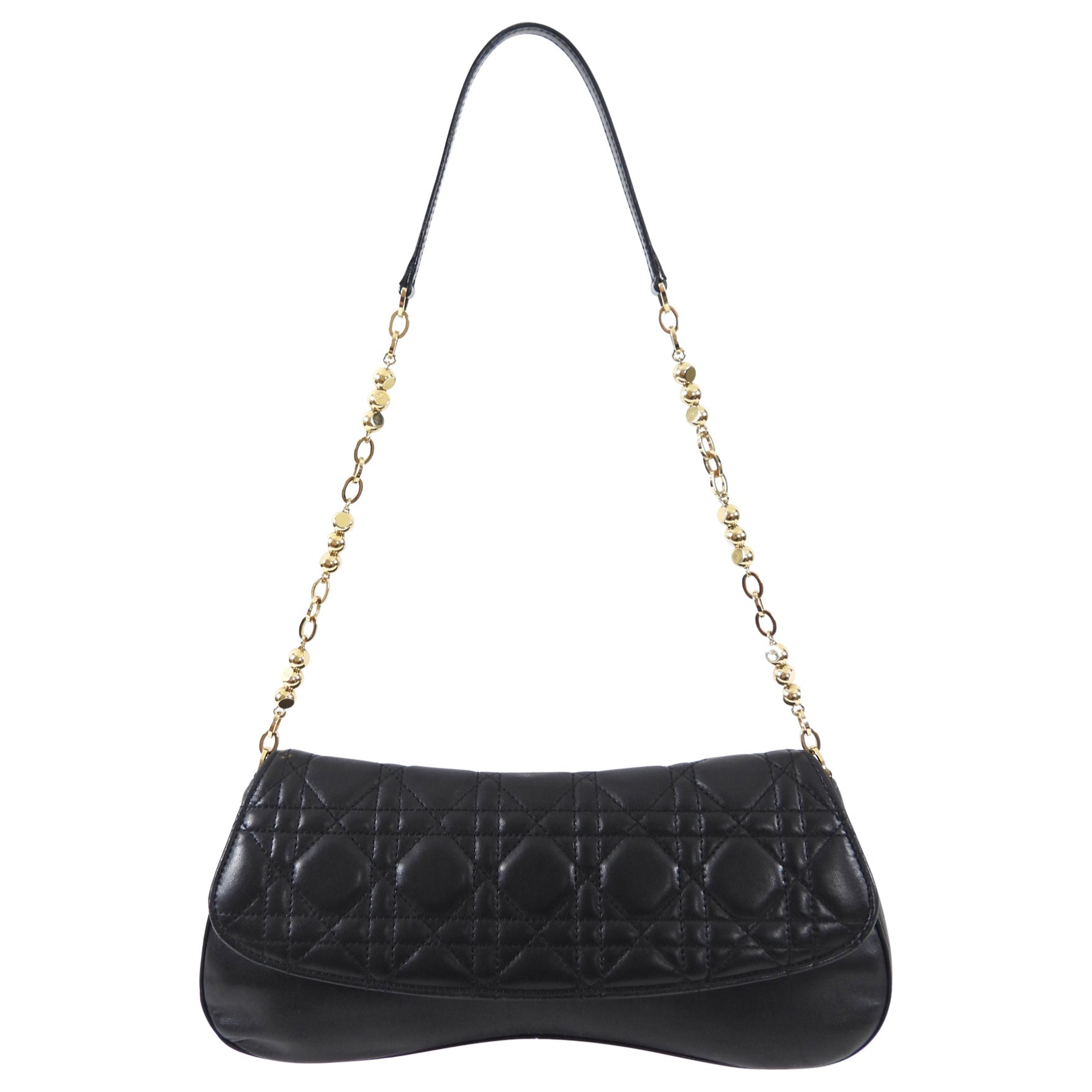 Christian Dior Black Cannage Lambskin Evening Baguette Bag