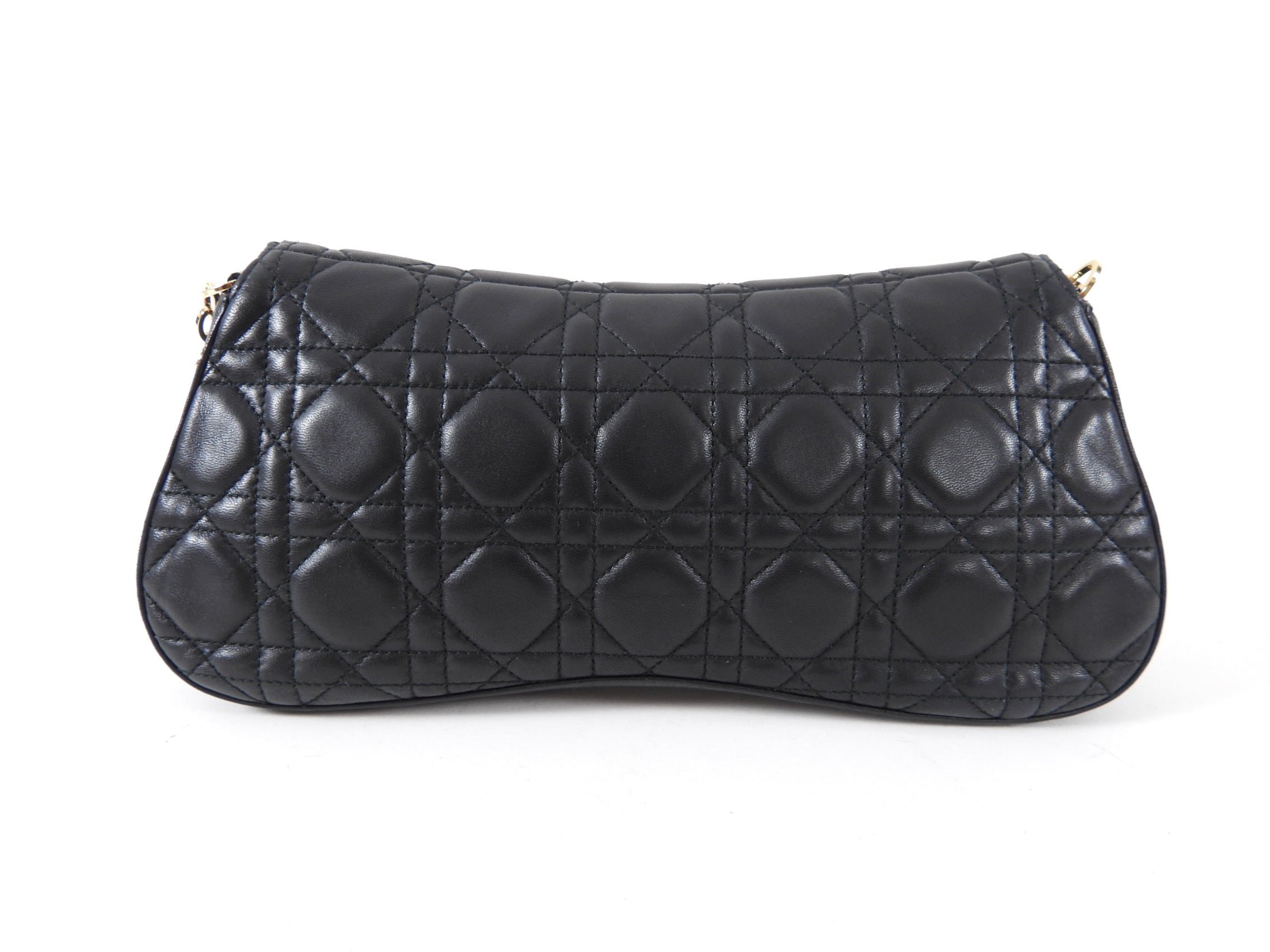 Christian Dior Black Cannage Lambskin Evening Baguette Bag