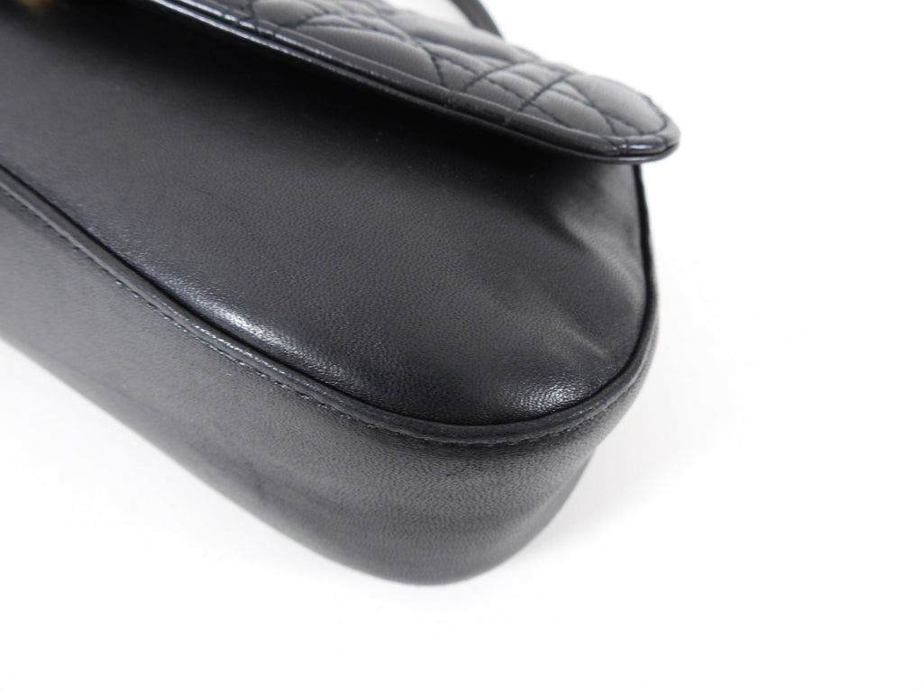 Christian Dior Black Cannage Lambskin Evening Baguette Bag