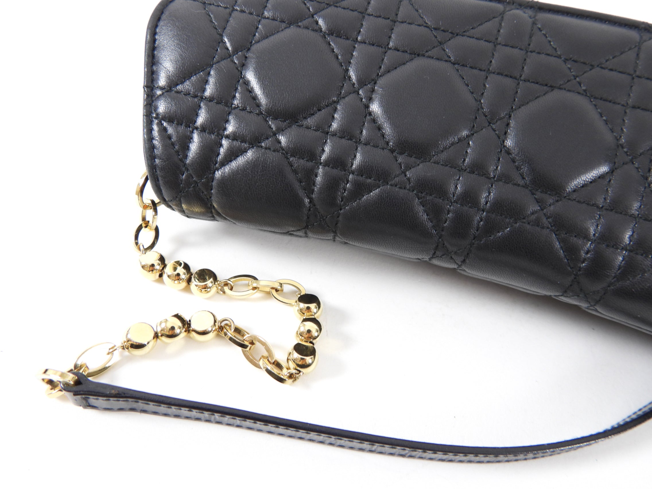 Christian Dior Black Cannage Lambskin Evening Baguette Bag