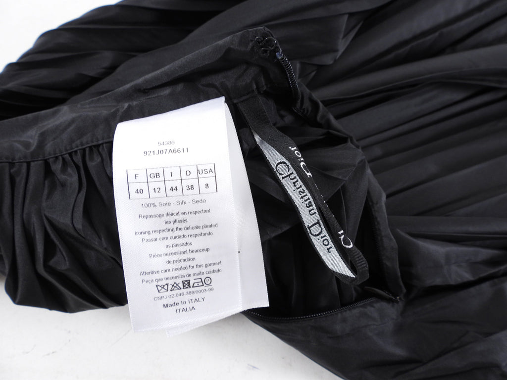 Christian Dior Black Silk Pleat Long Skirt - 28" waist