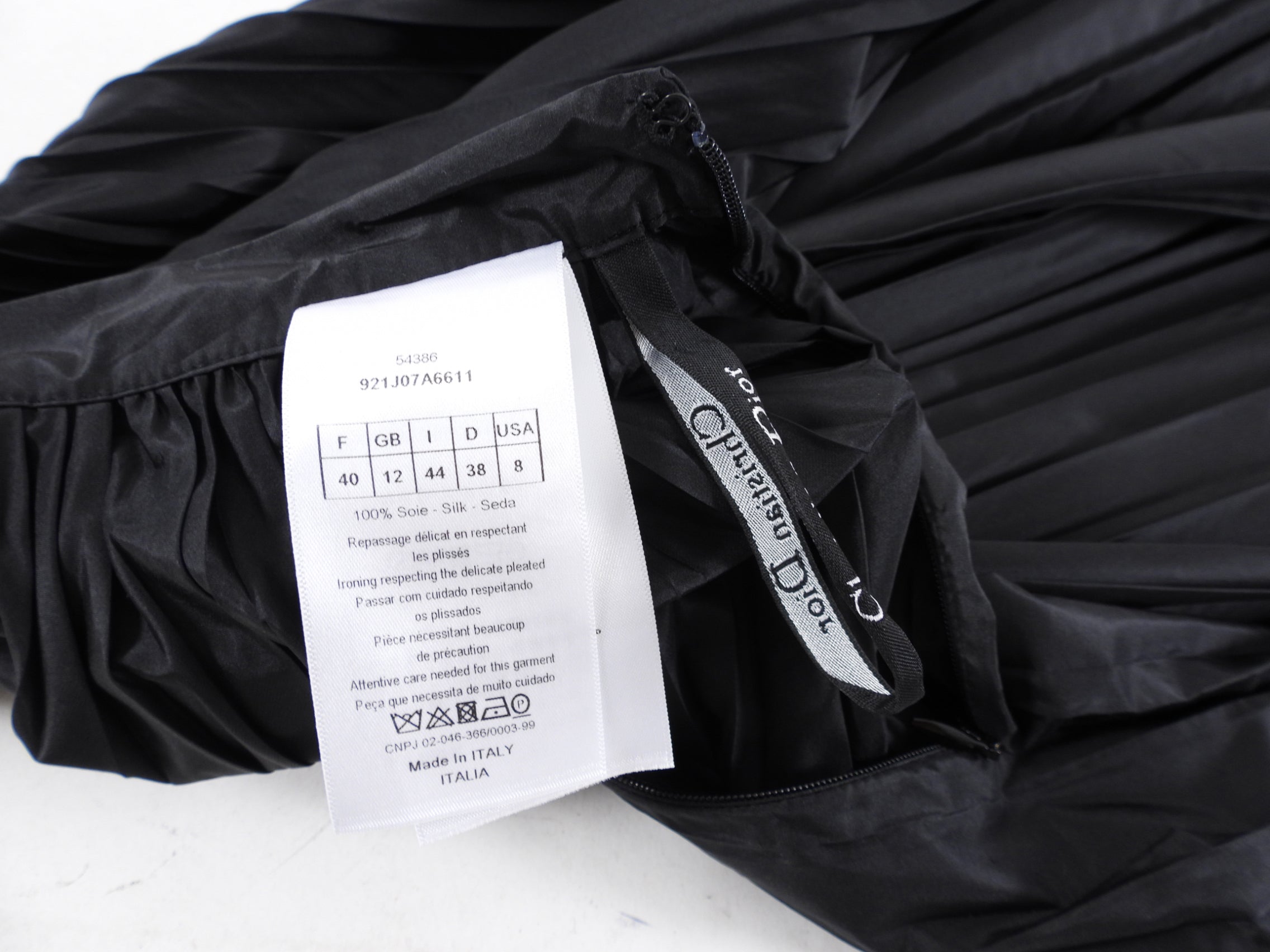 Christian Dior Black Silk Pleat Long Skirt - 28" waist