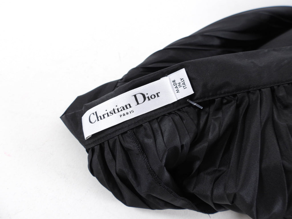 Christian Dior Black Silk Pleat Long Skirt - 28" waist