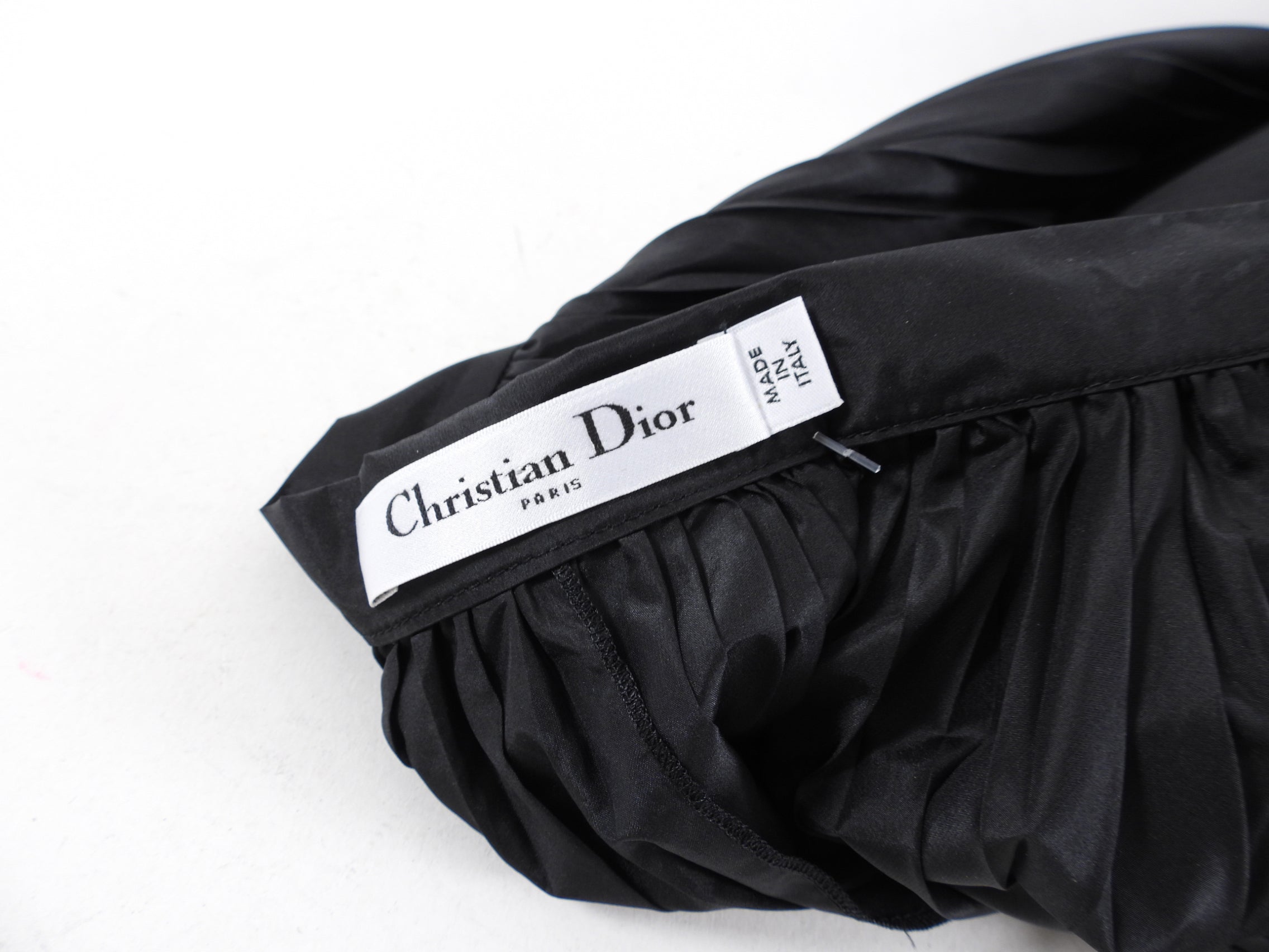 Christian Dior Black Silk Pleat Long Skirt - 28" waist
