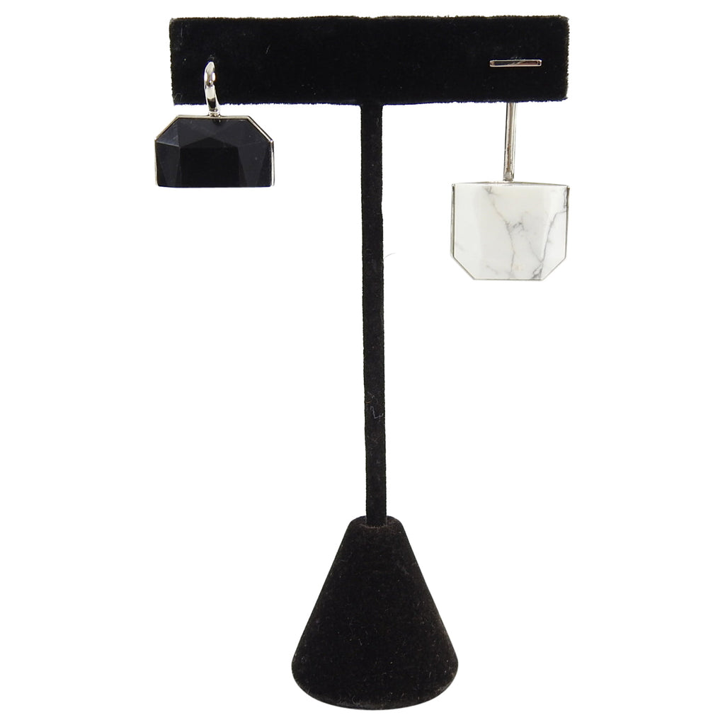 Dior Black and White Marble Modernist Half Earring Set