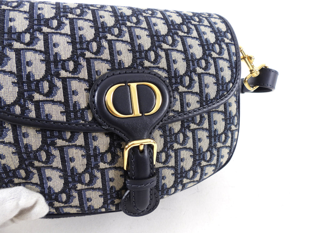 Christian Dior Navy Blue Oblique Jacquard Medium Bobby Bag