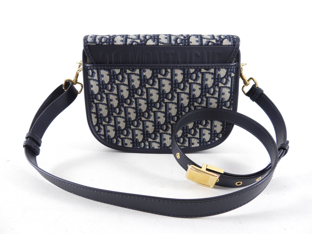 Christian Dior Navy Blue Oblique Jacquard Medium Bobby Bag