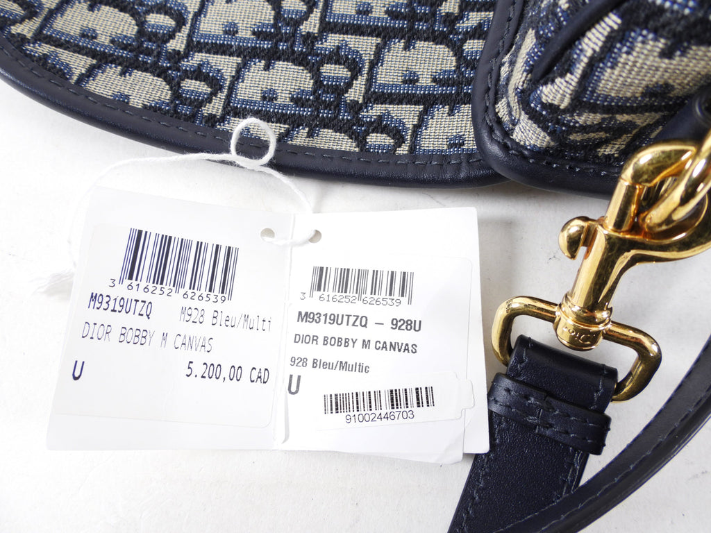 Christian Dior Navy Blue Oblique Jacquard Medium Bobby Bag