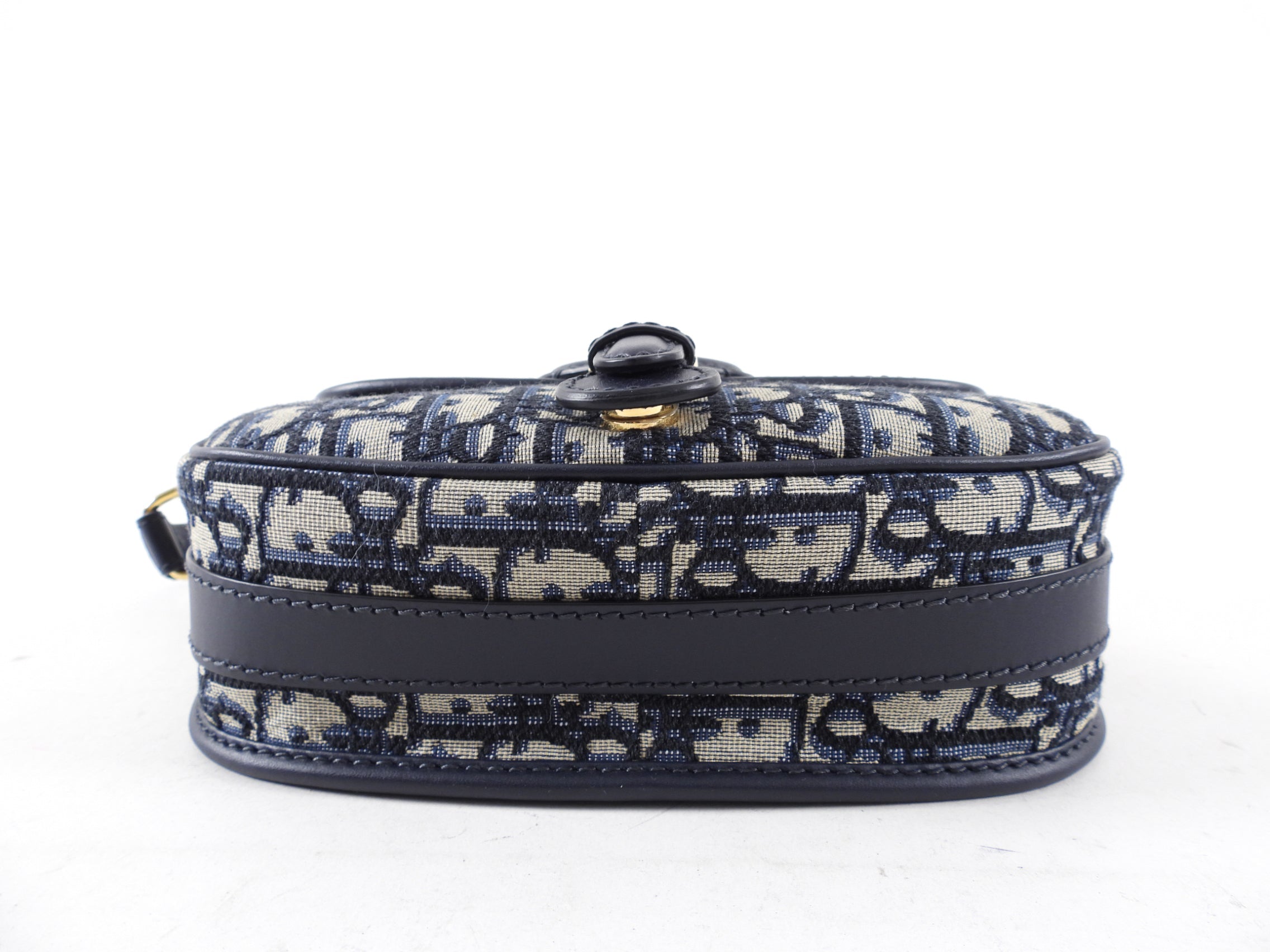 Christian Dior Navy Blue Oblique Jacquard Medium Bobby Bag