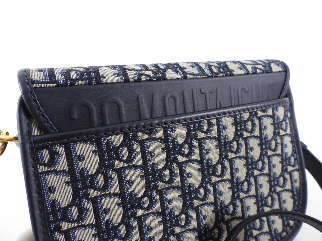Christian Dior Navy Blue Oblique Jacquard Medium Bobby Bag