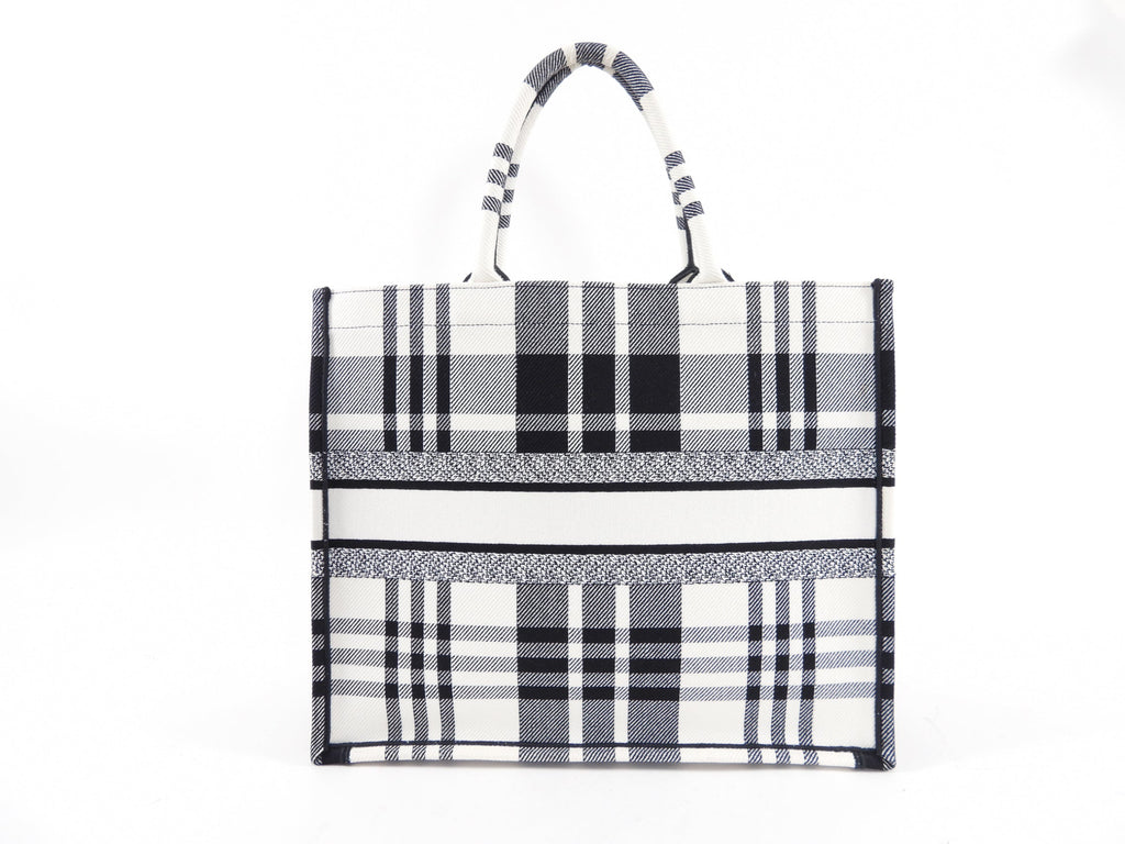 Dior Black and White Check Large Book Bag Tote