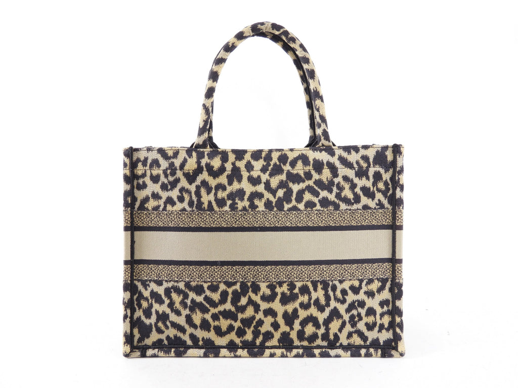 Christian Dior Medium Leopard Canvas Book Bag Tote
