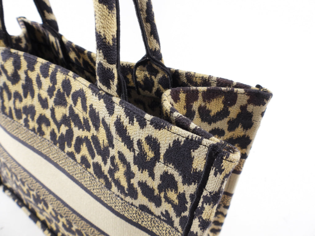 Christian Dior Medium Leopard Canvas Book Bag Tote