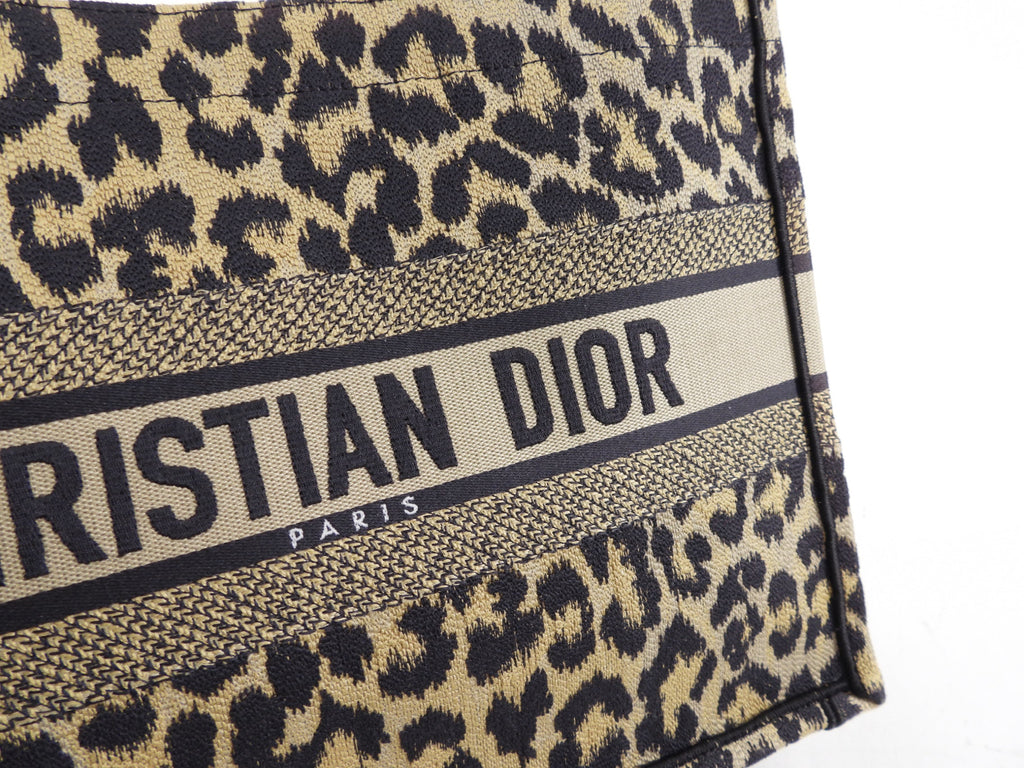 Christian Dior Medium Leopard Canvas Book Bag Tote