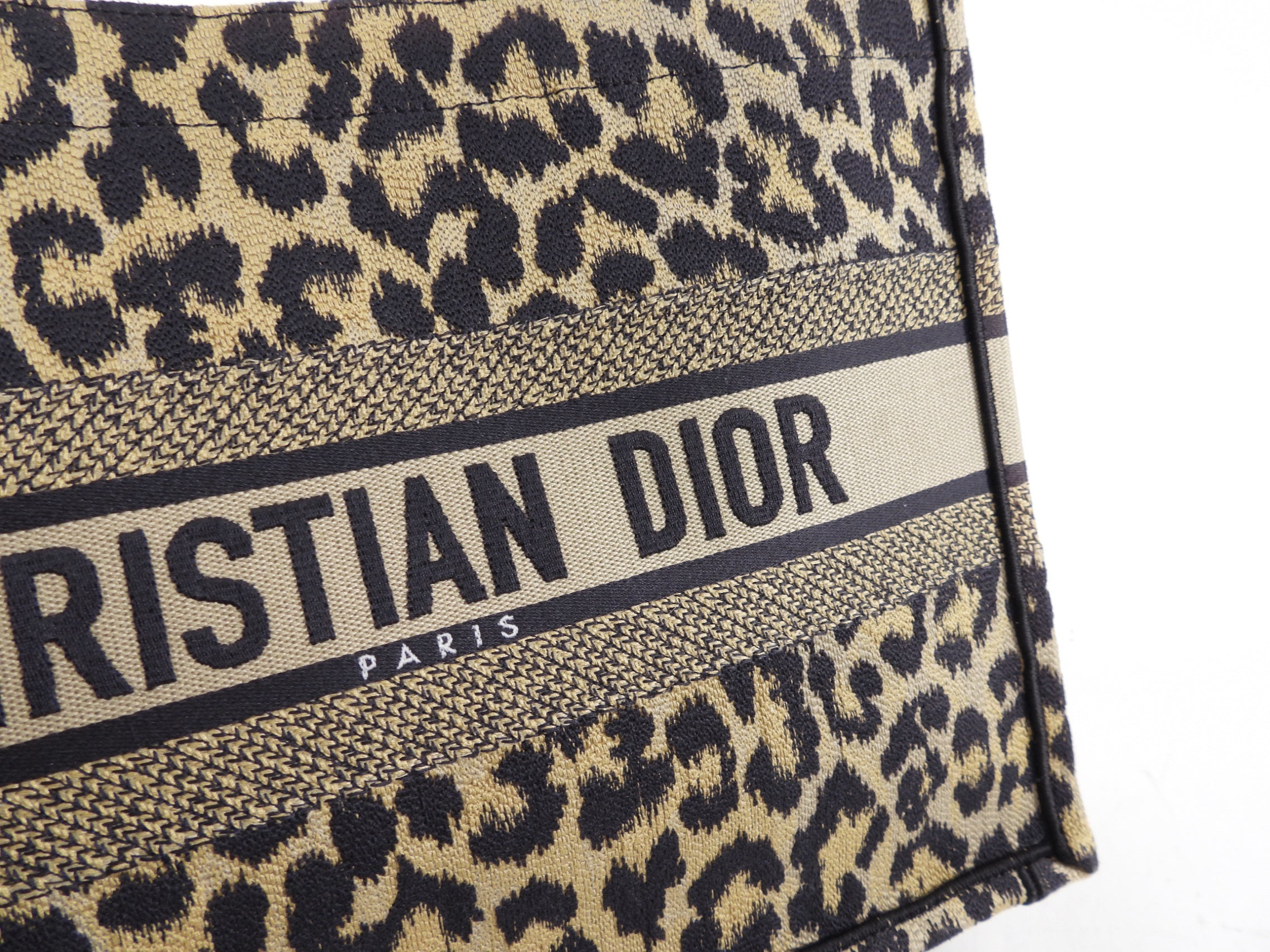 Christian Dior Medium Leopard Canvas Book Bag Tote