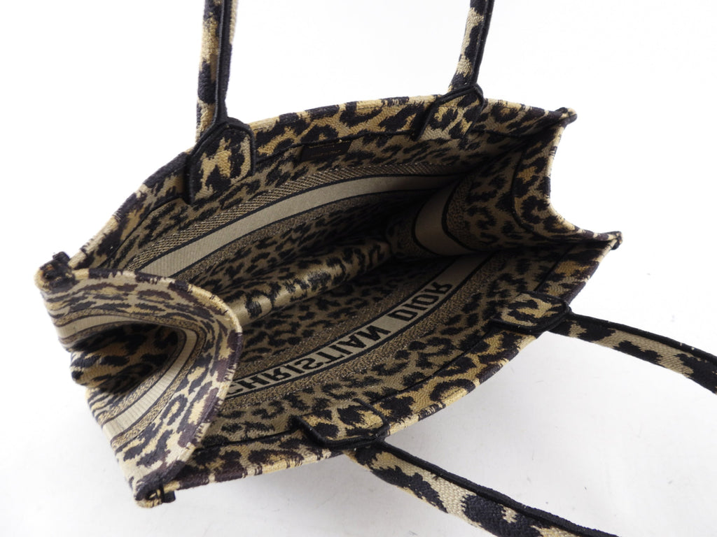 Christian Dior Medium Leopard Canvas Book Bag Tote