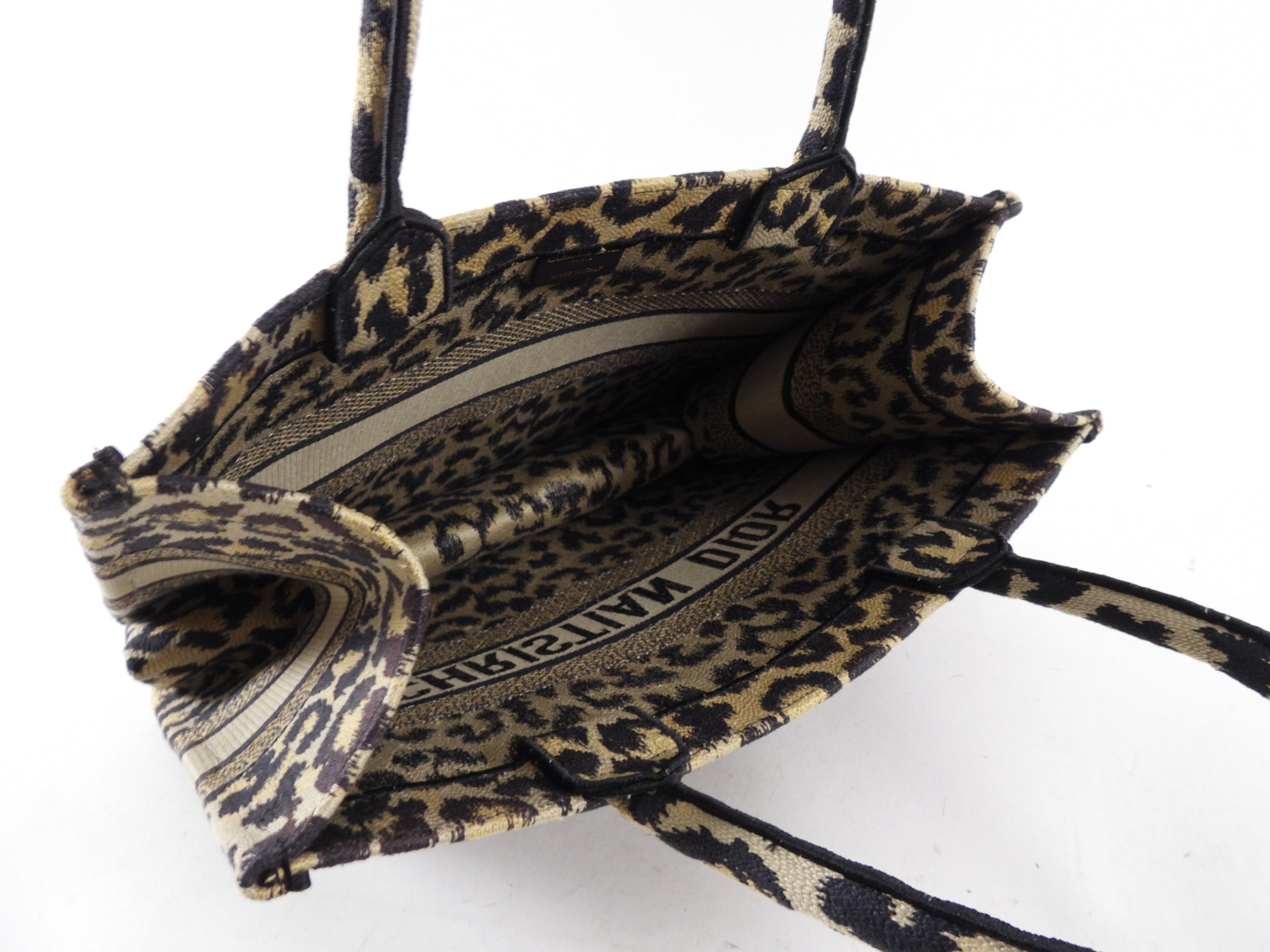 Christian Dior Medium Leopard Canvas Book Bag Tote
