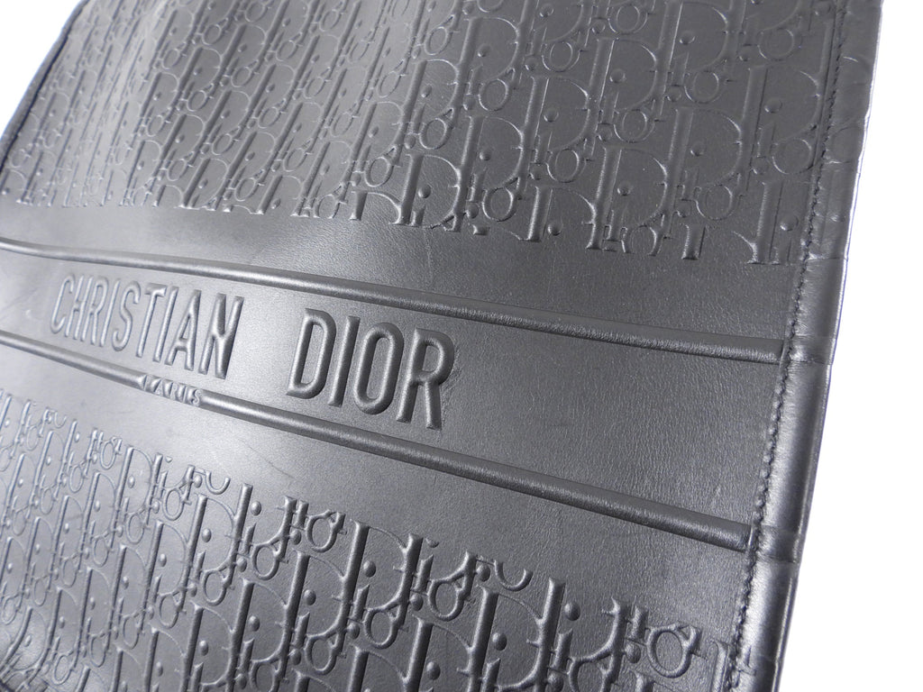 Dior Black Leather Embossed Large Book Tote Bag