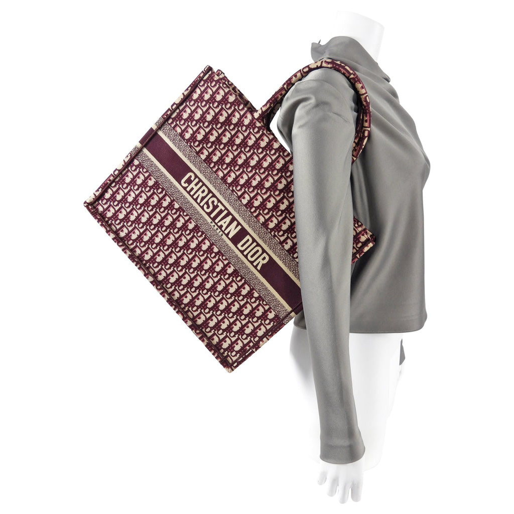 Dior Monogram Burgundy Trotter Oblique Book Tote Bag