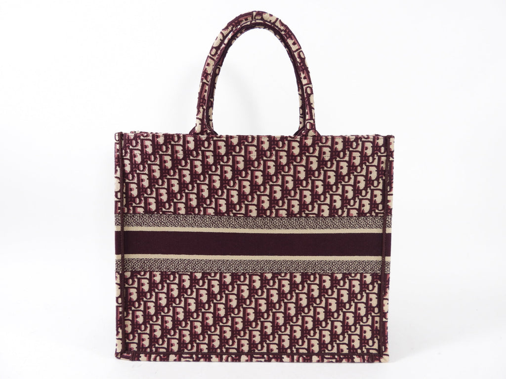 Dior Monogram Burgundy Trotter Oblique Book Tote Bag