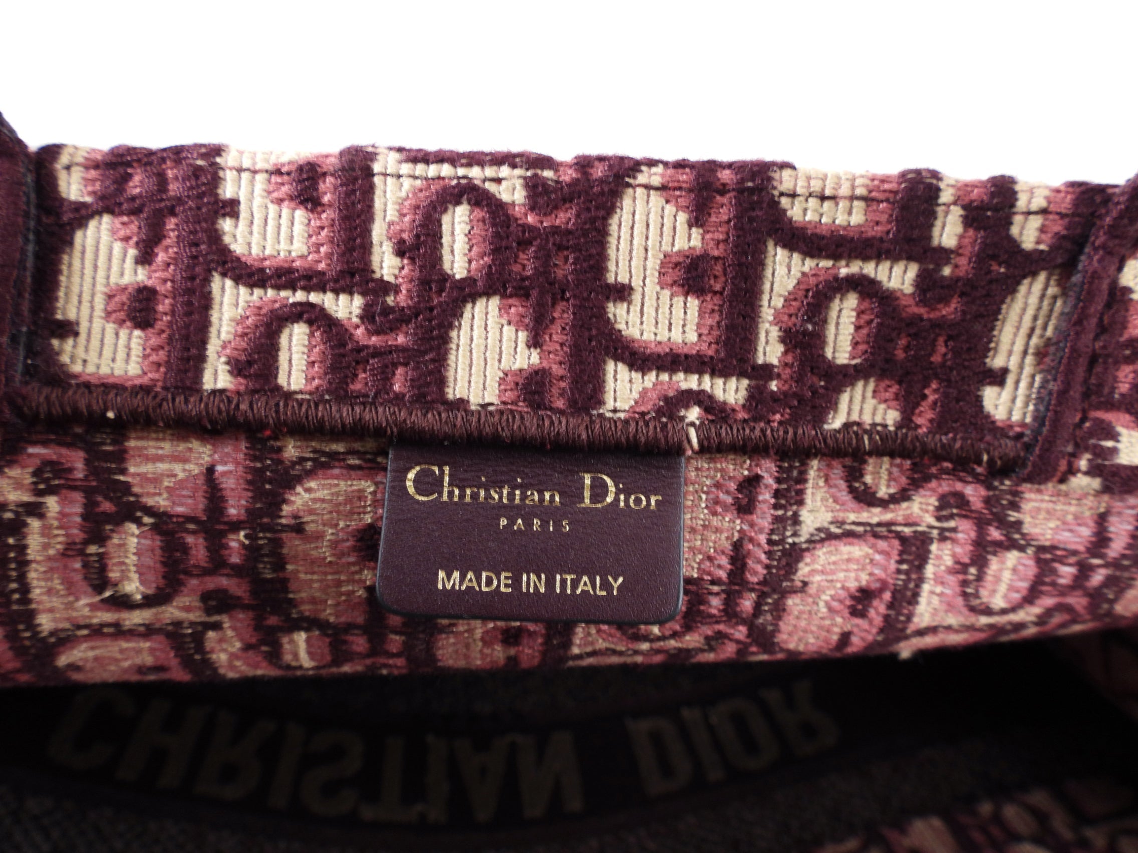 Dior Monogram Burgundy Trotter Oblique Book Tote Bag
