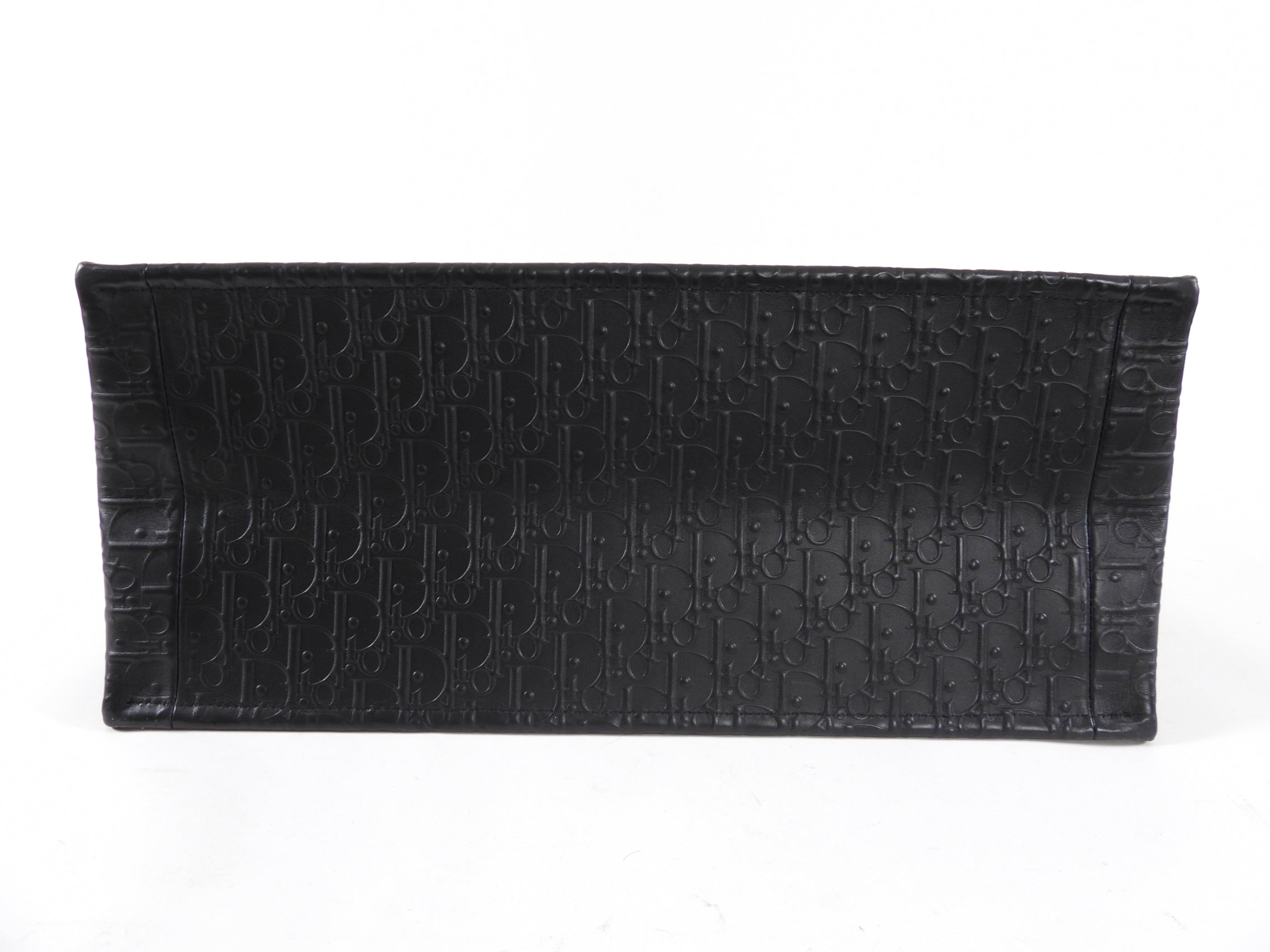 Dior Black Leather Embossed Large Book Tote Bag