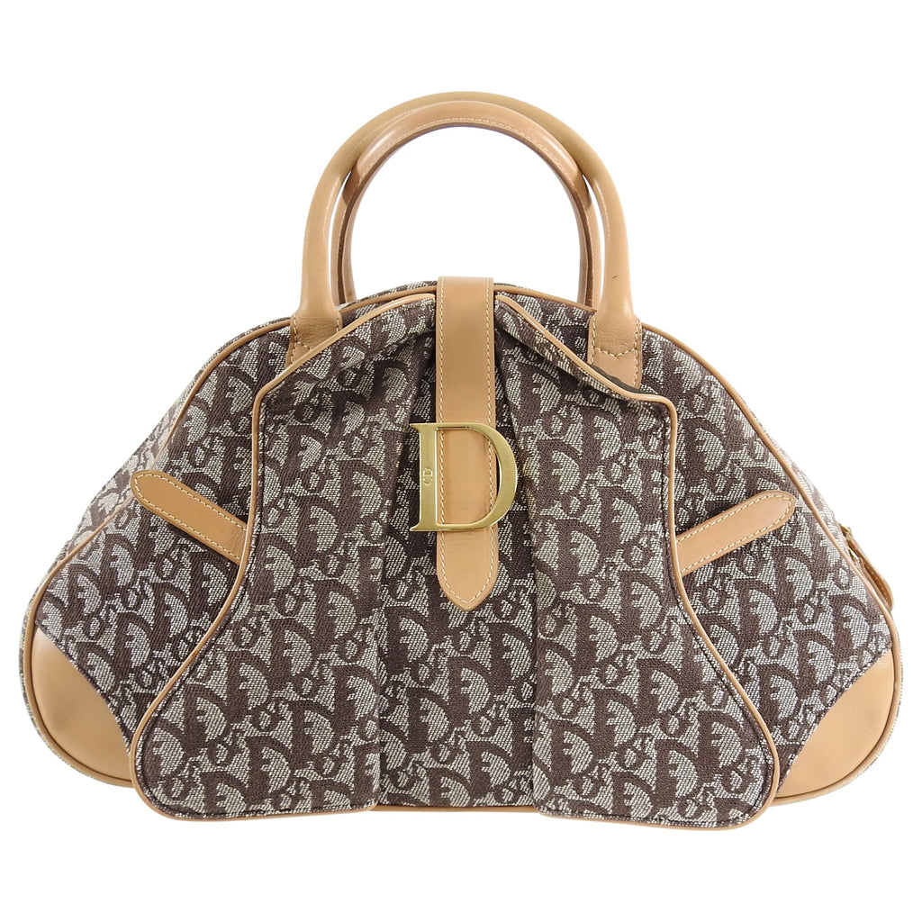 Christian Dior Brown Monogram Double Saddle Bowling Bag