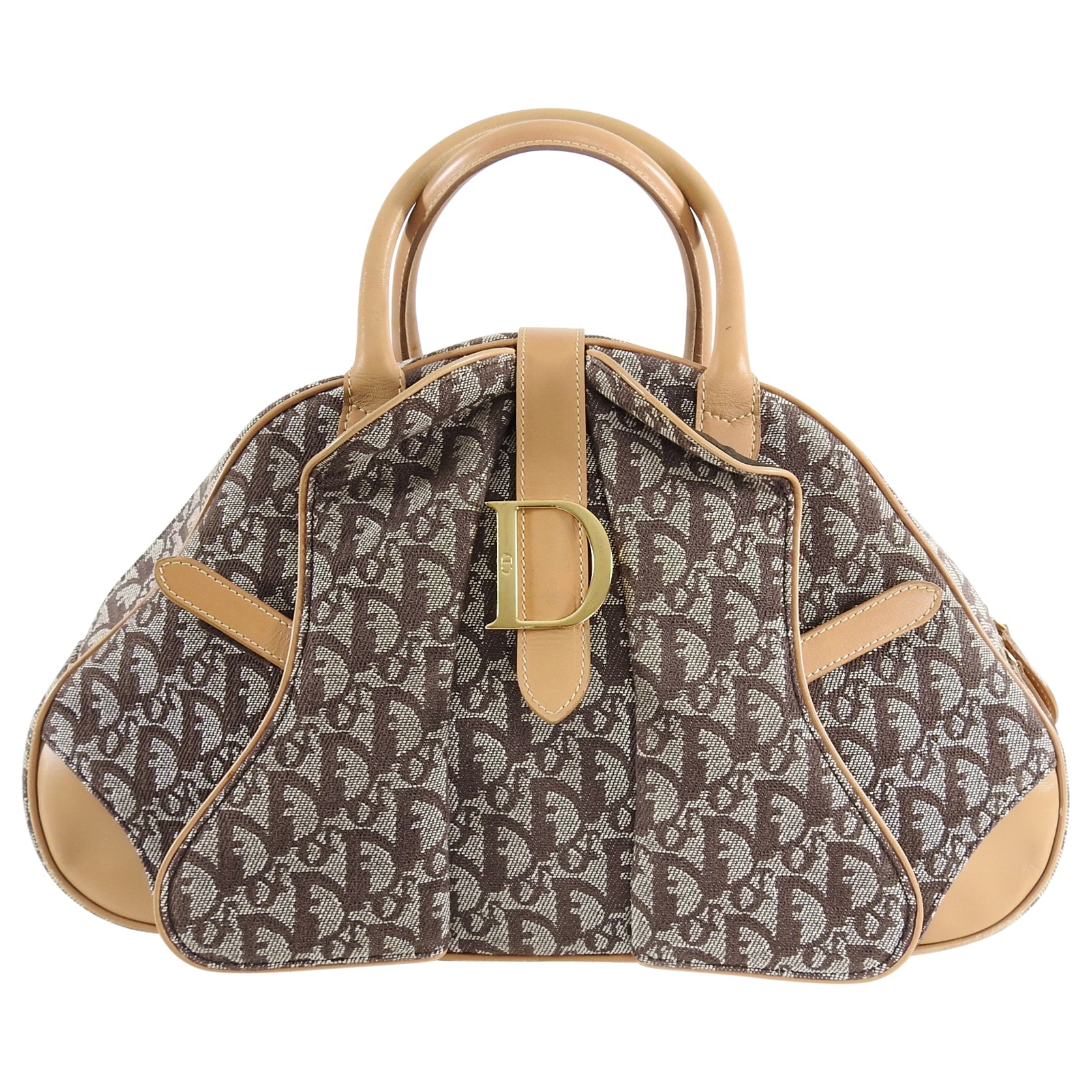 Christian Dior Brown Monogram Double Saddle Bowling Bag