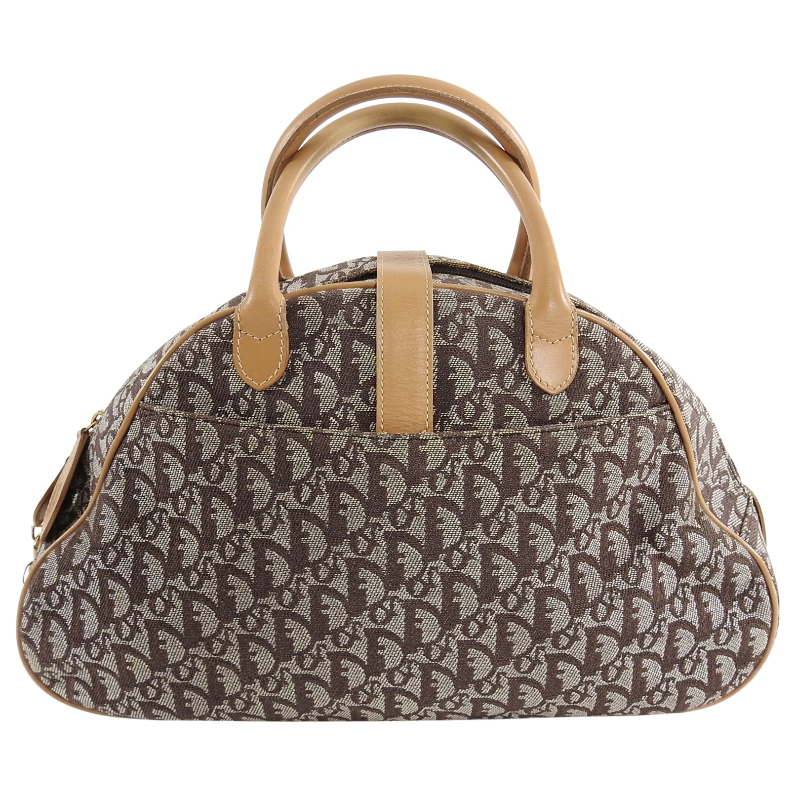 Christian Dior Brown Monogram Double Saddle Bowling Bag