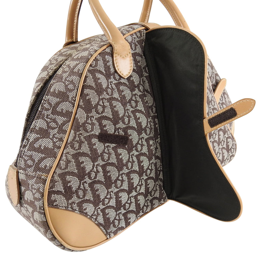 Christian Dior Brown Monogram Double Saddle Bowling Bag