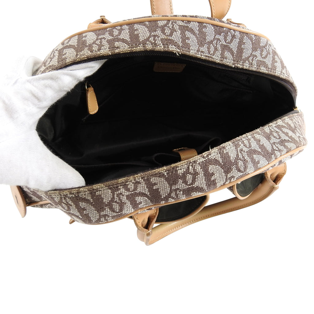 Christian Dior Brown Monogram Double Saddle Bowling Bag