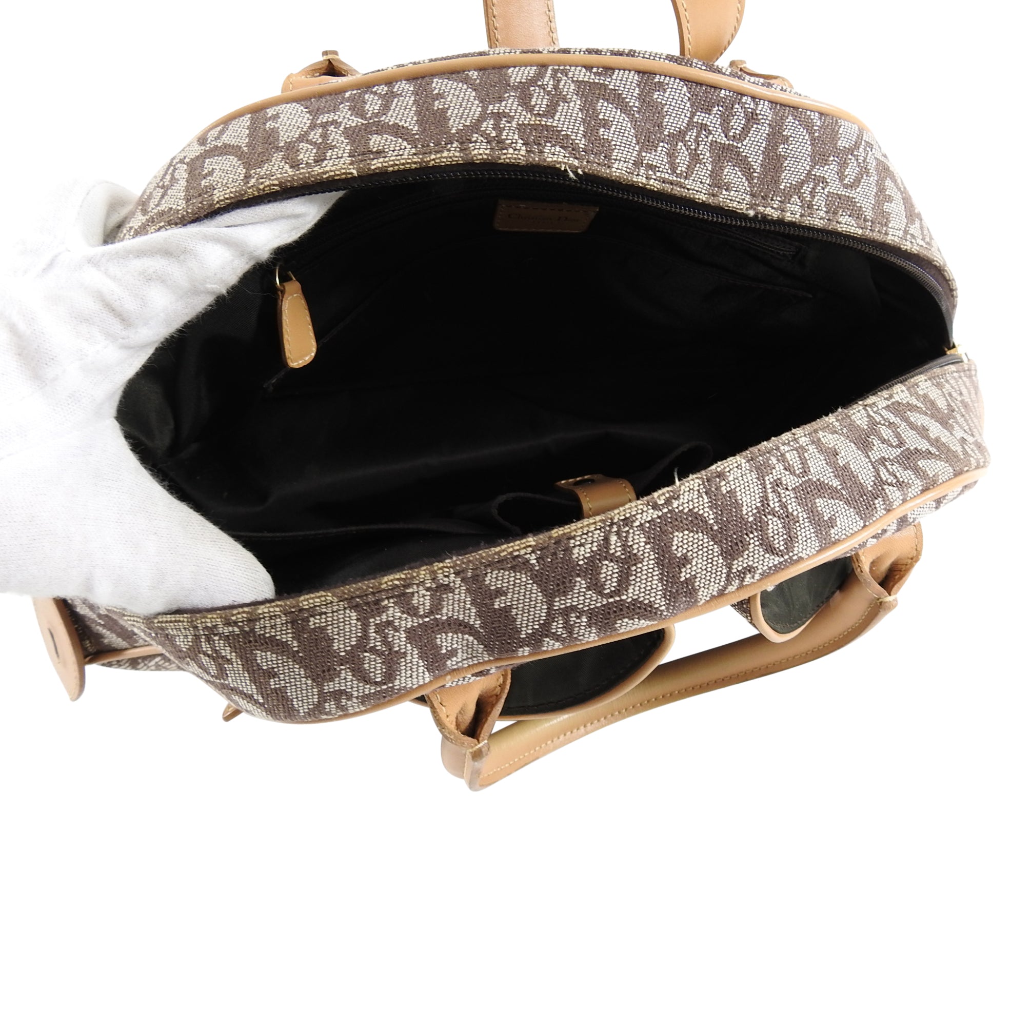 Christian Dior Brown Monogram Double Saddle Bowling Bag