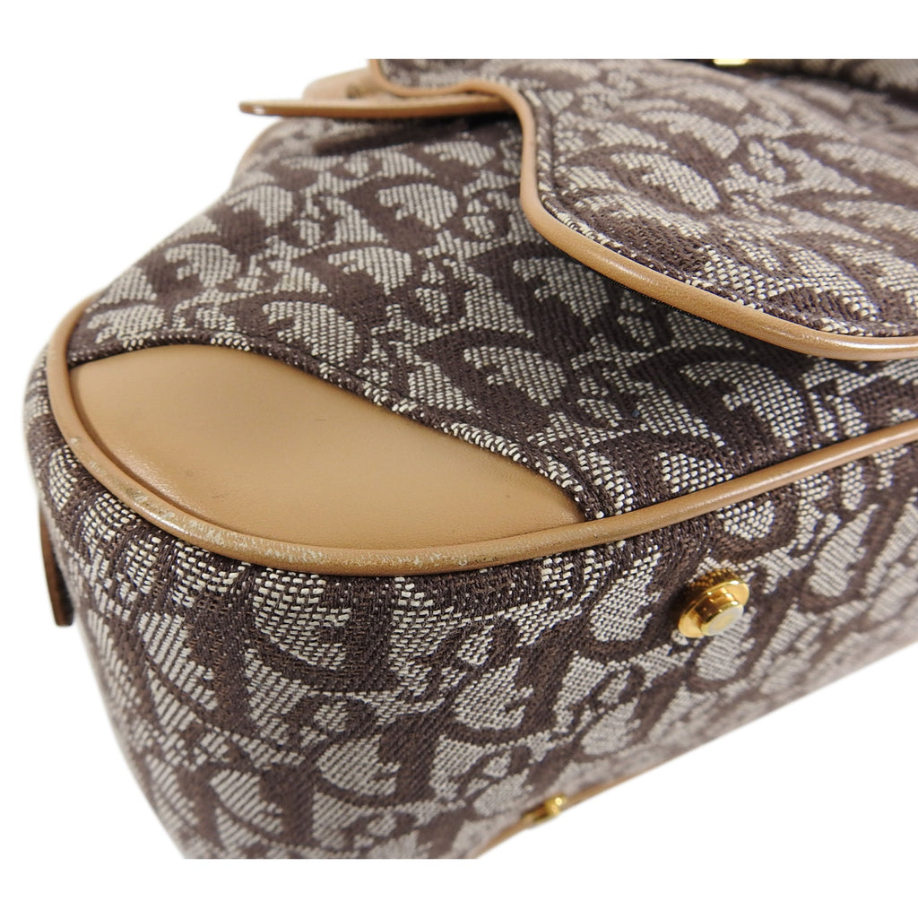 Christian Dior Brown Monogram Double Saddle Bowling Bag