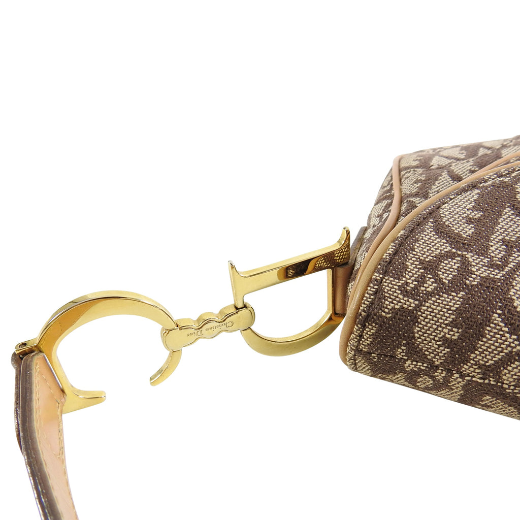 Christian Dior Vintage 2000 Brown Monogram Logo Double Saddle Bag