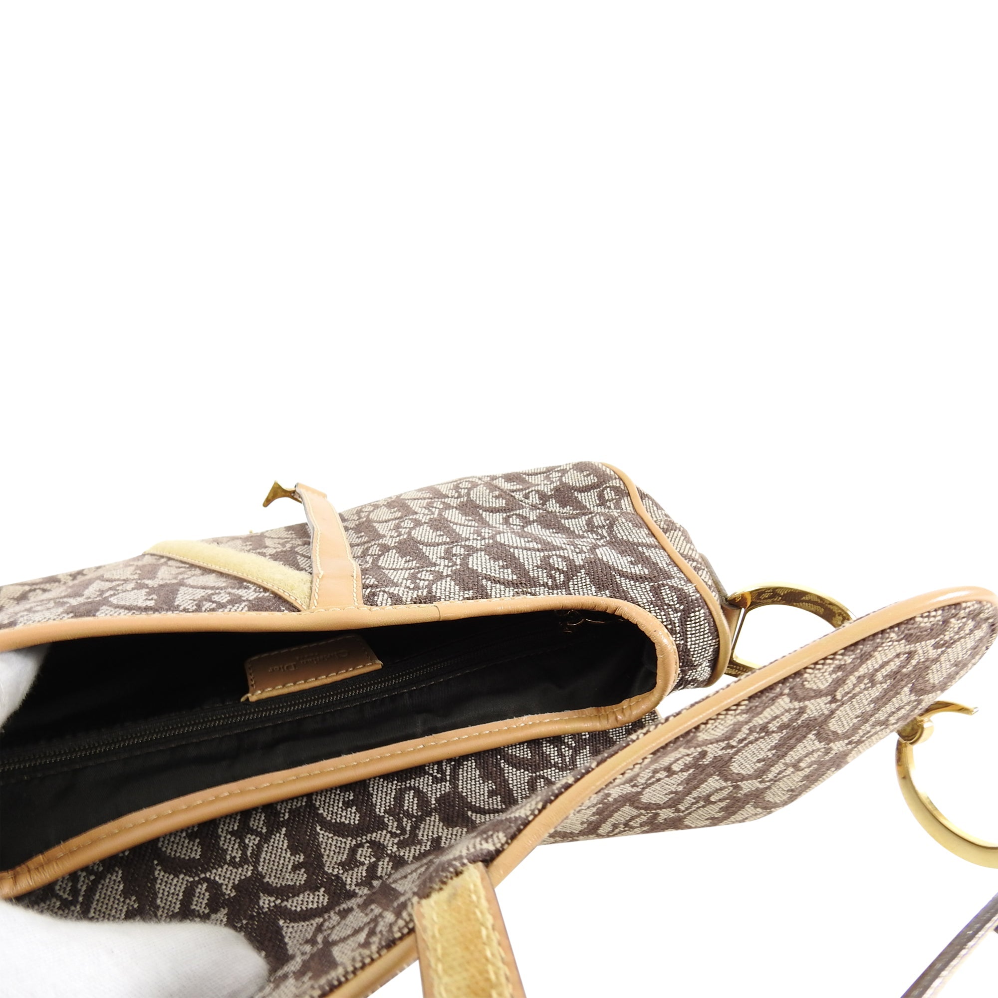 Christian Dior Vintage 2000 Brown Monogram Logo Double Saddle Bag