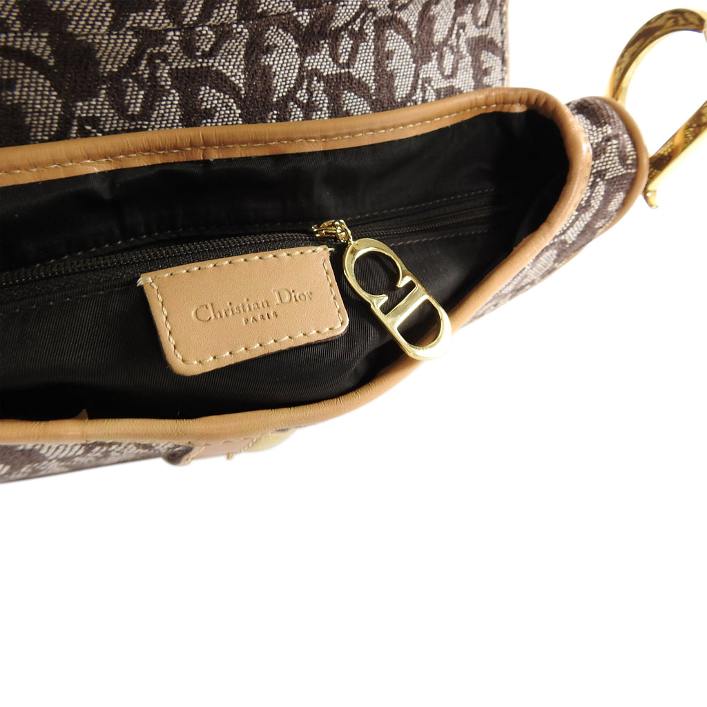 Christian Dior Vintage 2000 Brown Monogram Logo Double Saddle Bag