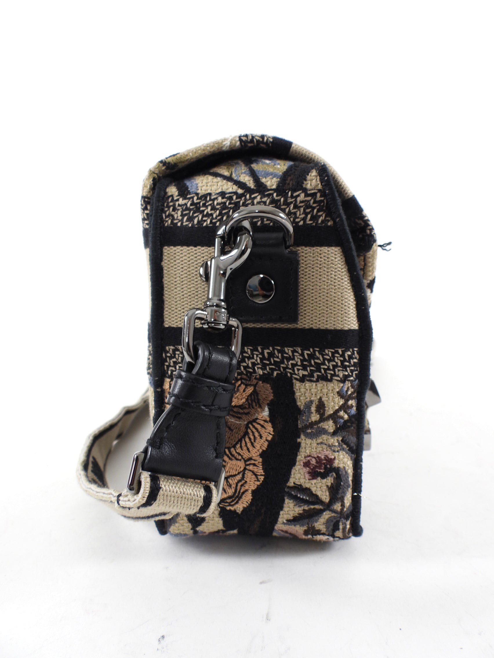 Dior Diorcamp Beige Floral Embroidered Logo Crossbody Messenger Bag