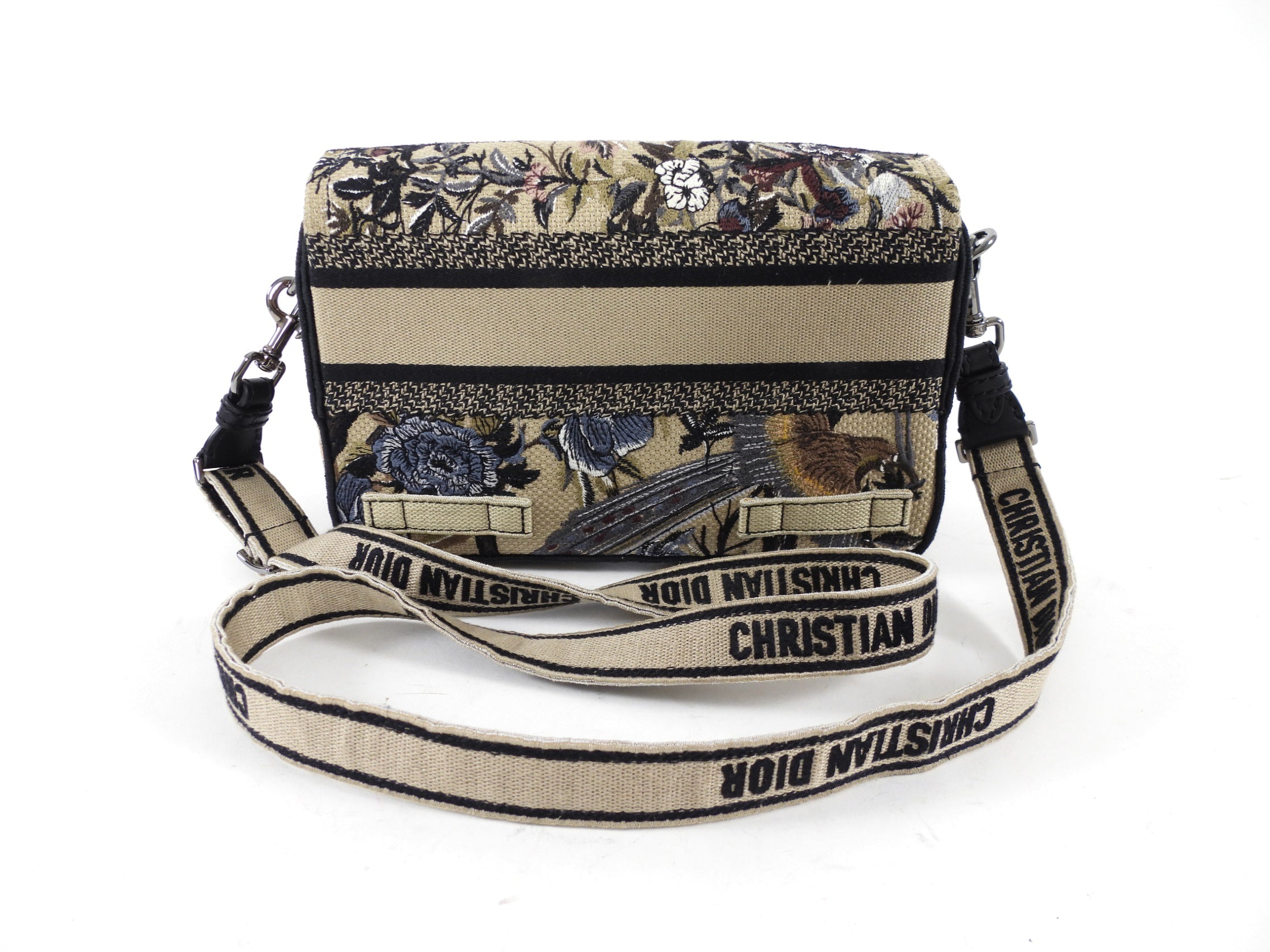 Dior Diorcamp Beige Floral Embroidered Logo Crossbody Messenger Bag