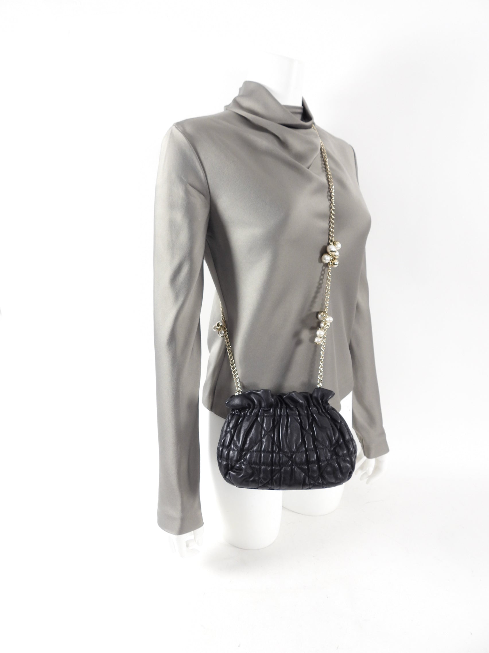 Dior Delices Small Black Cannage Chain Strap Bag