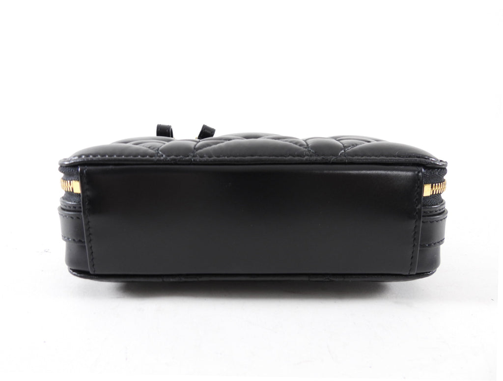 Dior Black Calfskin Cannage Box Caro Pouch Crossbody Zip Bag