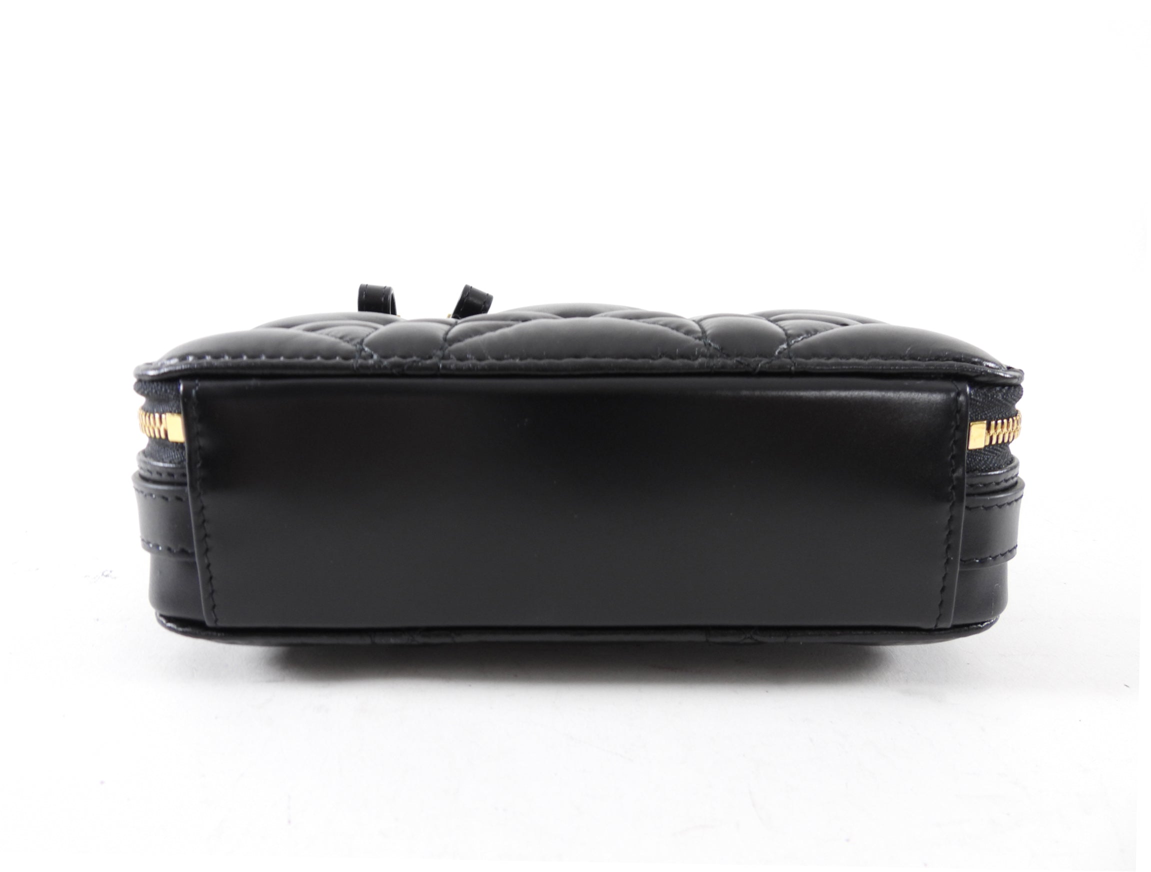 Dior Black Calfskin Cannage Box Caro Pouch Crossbody Zip Bag