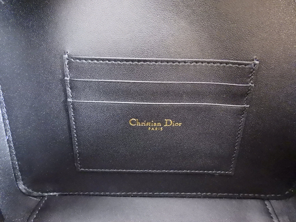 Dior Black Calfskin Cannage Box Caro Pouch Crossbody Zip Bag