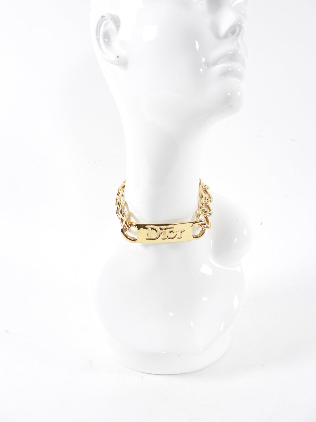 Dior by Galliano Vintage 2002 ID Nameplate Logo Choker Necklace