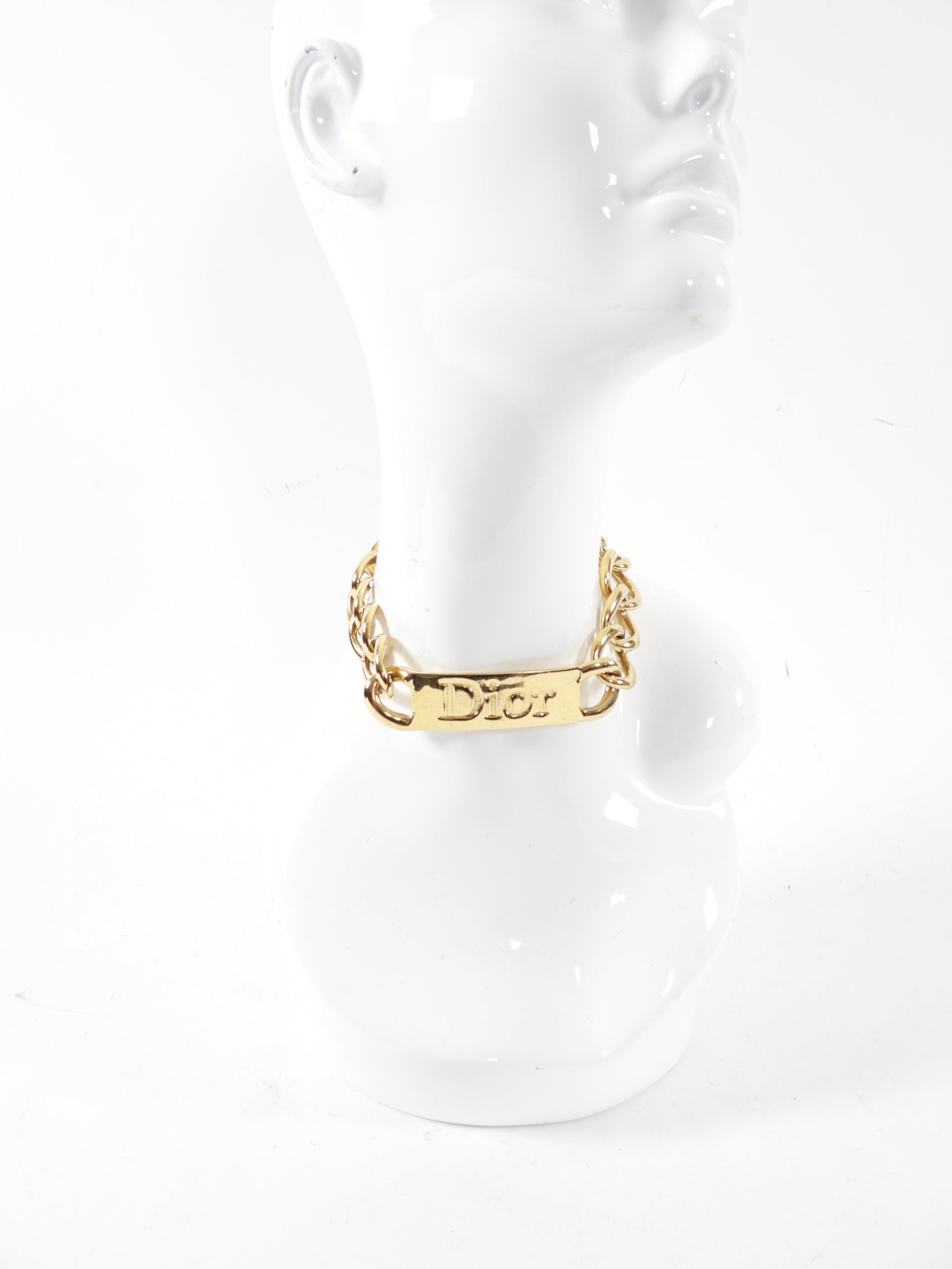 Dior by Galliano Vintage 2002 ID Nameplate Logo Choker Necklace
