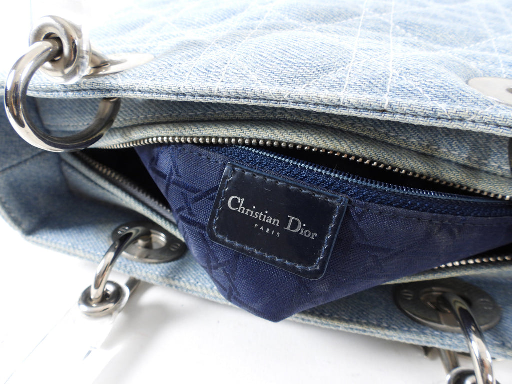Christian Dior Vintage Light Blue Denim Lady Dior Bag