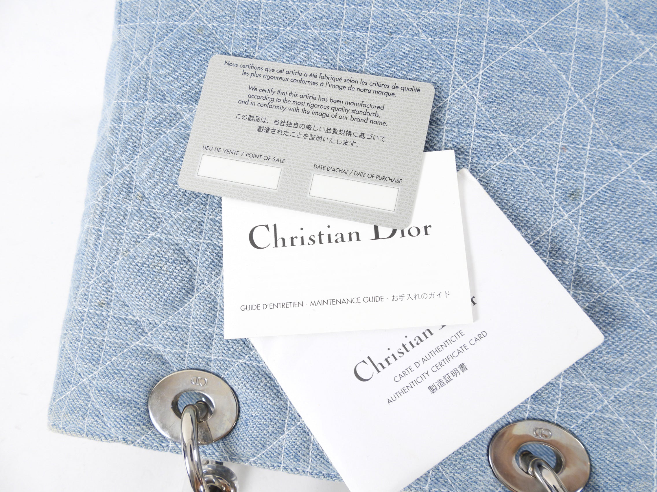 Christian Dior Vintage Light Blue Denim Lady Dior Bag